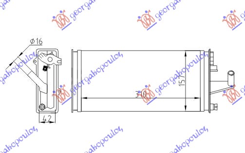 HEATER RADIATOR (310x157) 1989- (WITHOUT WATER SWITCH) (VALEO TYPE)
