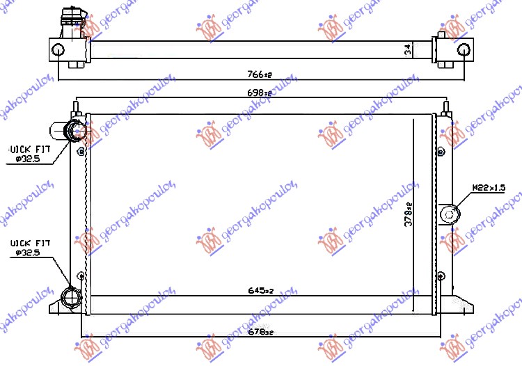 RADIATOR 1.8-2.0 PETROL-1.9 DIESEL TDi (635x366) 2000- (MARELLI)