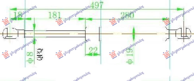 GAS SPRING TAIL GATE H/B (495L-510N)