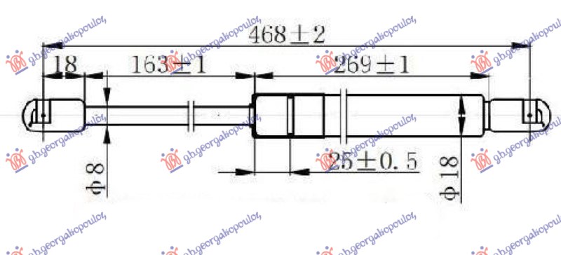 GAS SPRING TAIL GATE (468L-440N)