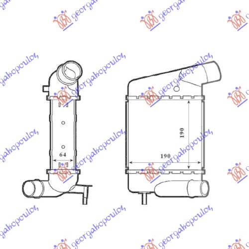 RADIATOR INTERCOOLER 1.2 TCE PETROL - 1.5 DCi DIESEL (183x189x64) QUICK FIT-SCREW