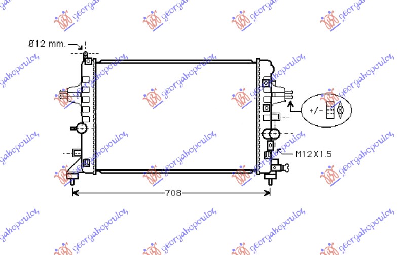 RADIATOR 1.6CC 16V +/- A/C (600x370) (NRF)