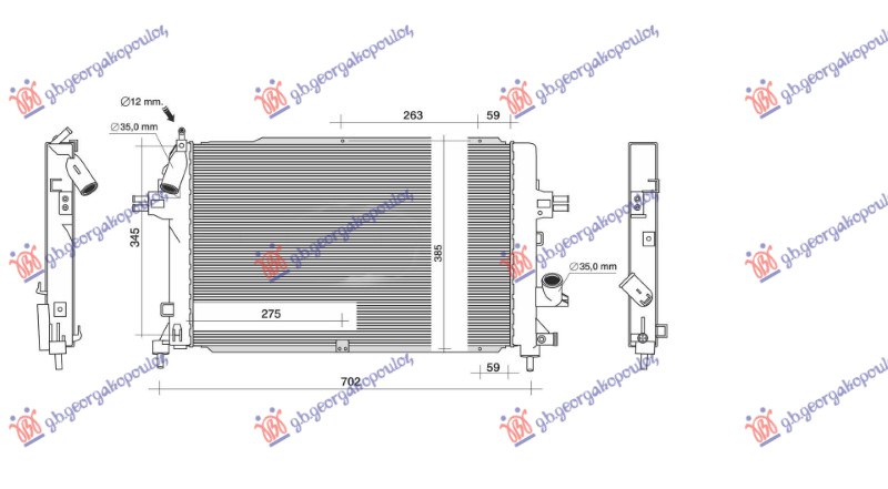 RADIATOR 1.3-1.7-1.9 DIESEL - 2.0 PETROL MANUAL-AUTOMATIC+AC (600x368) (BRAZED)