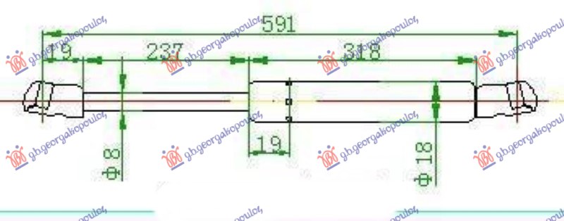GAS SPRING TAIL GATE 3/5D (591L-350N)