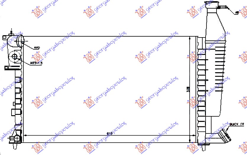 RADIATOR 1.4-1.6-1.8 +/-AC (610x377x23) ( WITH SAFETY WIRE) (VALEO)