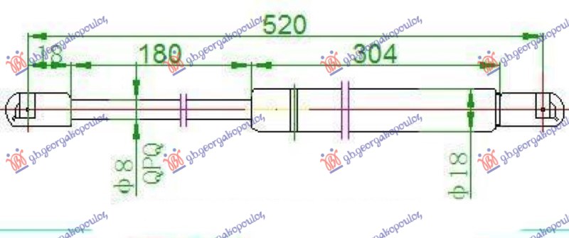GAS SPRING TAIL GATE L/B (520L-665N)