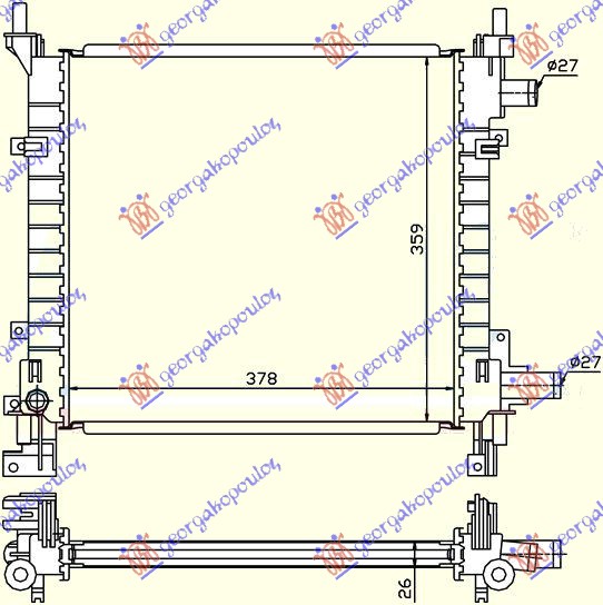 RADIATOR PETROL + A/C (380x360) (NRF)