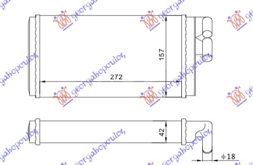 HEATER RADIATOR (275x158) (17mm PIPES)