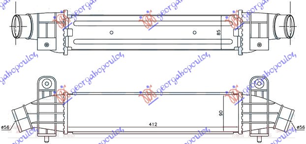 RADIATOR INTERCOOLER 2.0-2.2 TDCi-TDDi (412x91x85)