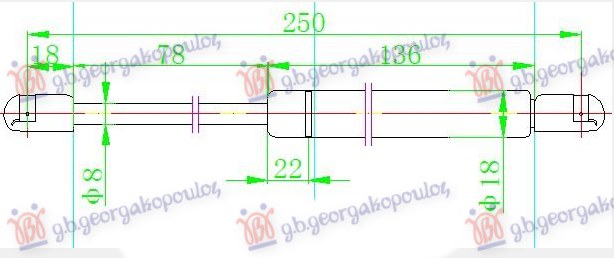 GAS SPRING HOOD (250L-660N)