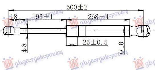 GAS SPRING TAIL GATE 2000- (500L-470N)