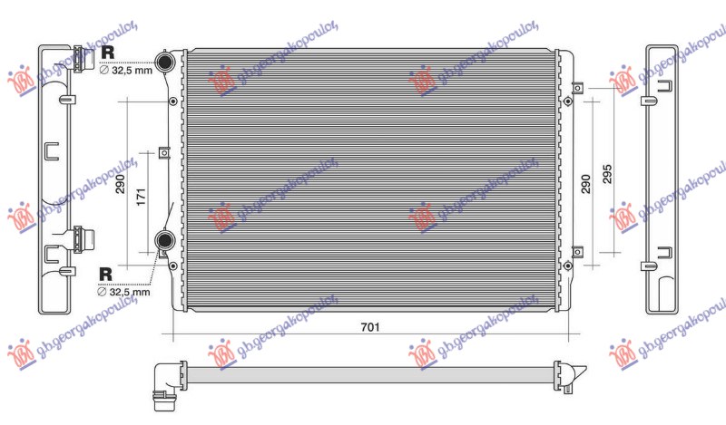 RADIATOR 1.8-2.0 TFSi PETROL (650x450x32) (NRF)
