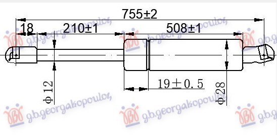 GAS SPRING TAIL GATE (MULTIVAN) (755L-1130N)