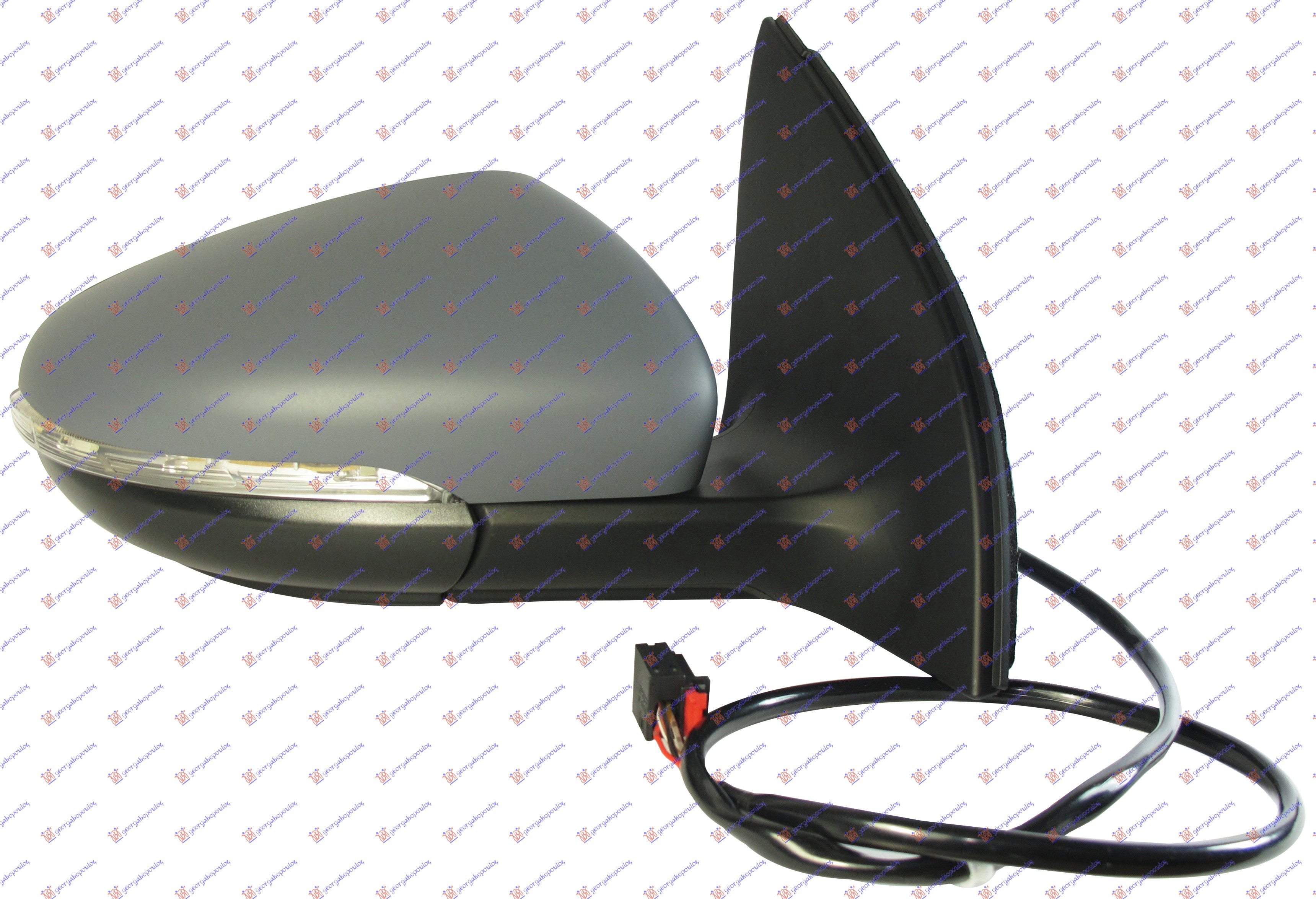 DOOR MIRROR ELECTRICAL HEATED FOLDABLE PRIMED (W/SIDE LAMP & FOOT LAMP) (A QUALITY) (CONVEX GLASS)