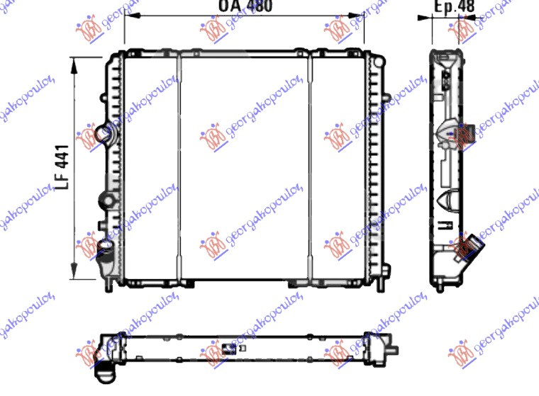 RADIATOR DIESEL (480x440x40) (FUN SCREW) (NRF)