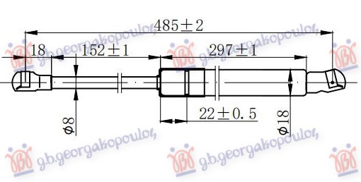 GAS SPRING TAIL GATE S.W. (485L-645N)