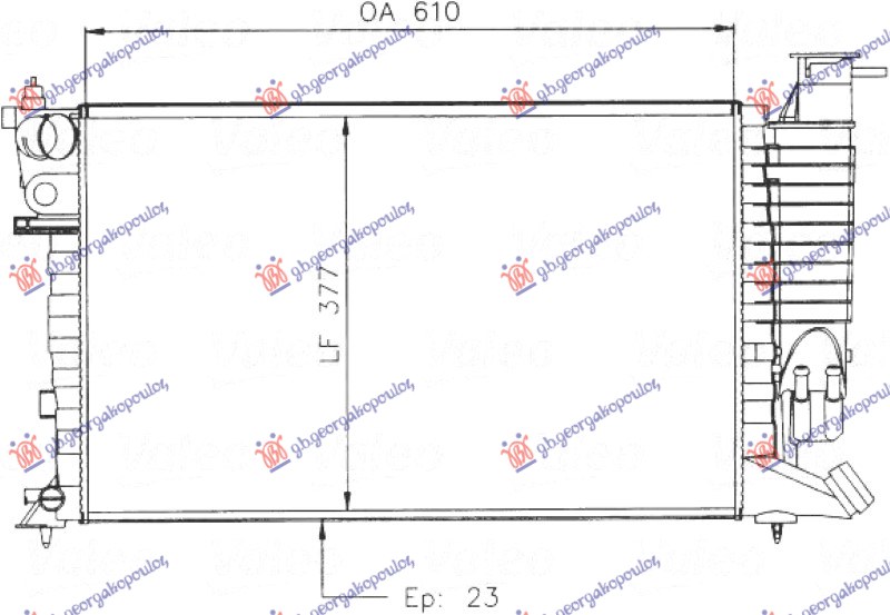 RADIATOR 1.6-1.8 PETROL - 1.8-1.9 DIESEL + A/C (610x360) (NRF)