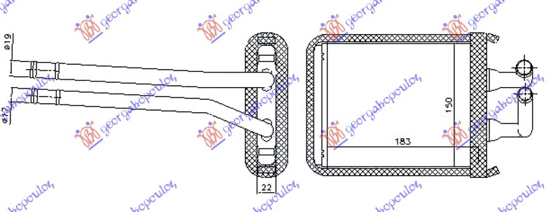 HEATER RADIATOR (180x150x20) (TYPE HALLA)