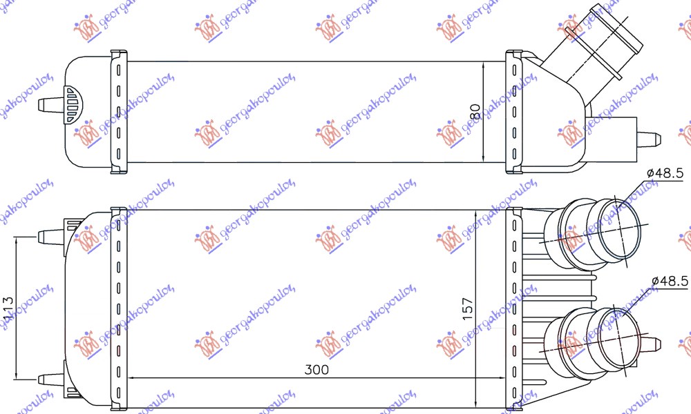 RADIATOR INTERCOOLER 1.6 HDi DIESEL (300x155x80)