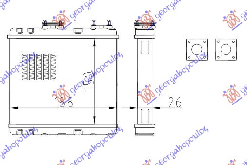 HEATER RADIATOR (150x188) (WITHOUT PIPES AND WATER SWITCH)