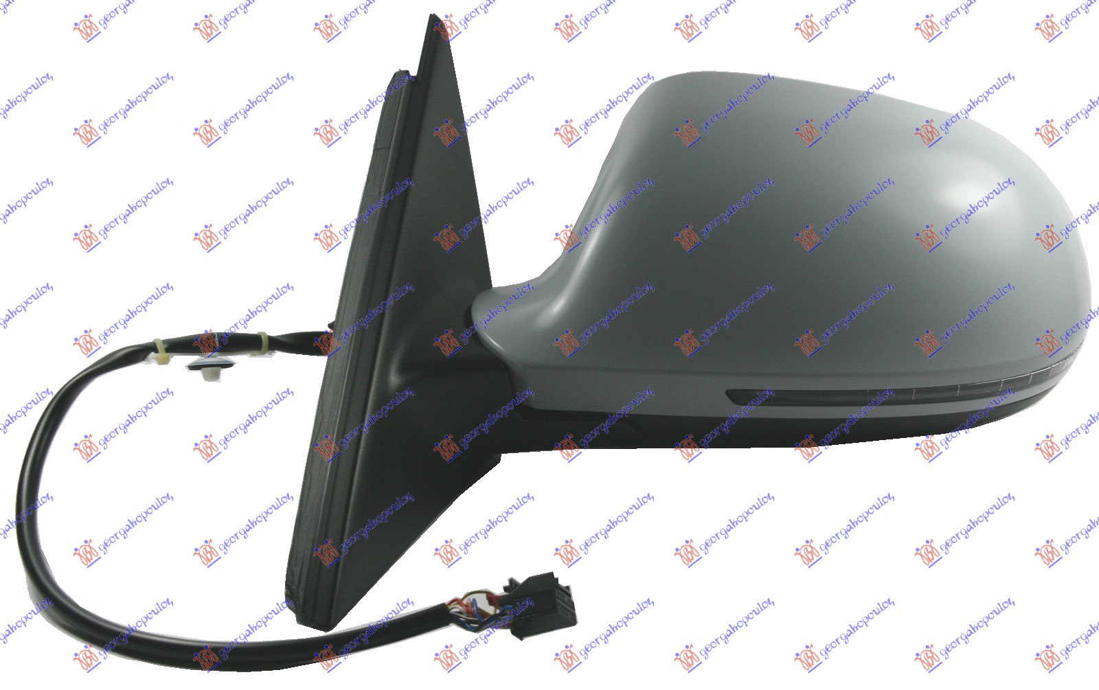 DOOR MIRROR ELECTRICAL HEATED PRIMED (W/SIDE LAMP) -2010 (6 PIN) (A QUALITY) (ASPHERICAL GLASS)