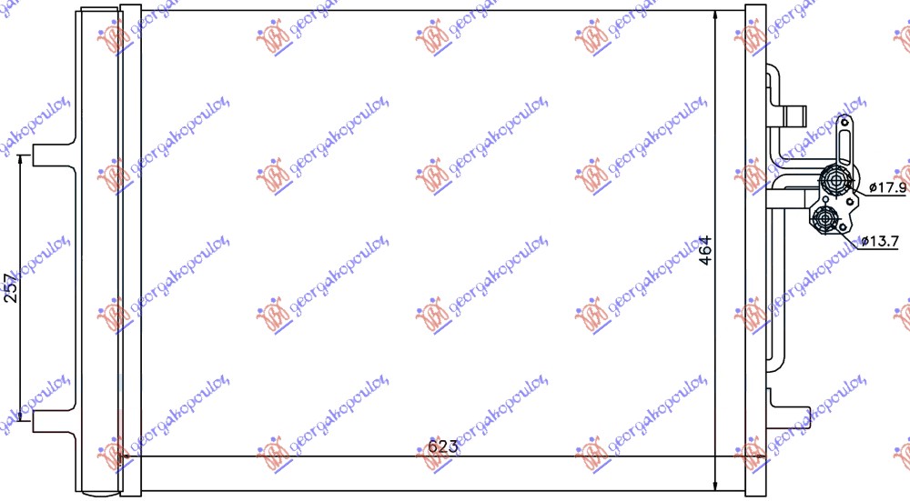 CONDENSER 1.6/2.0 D2 (2.0 D3 (D4204T9) DIESEL (585x470x16)
