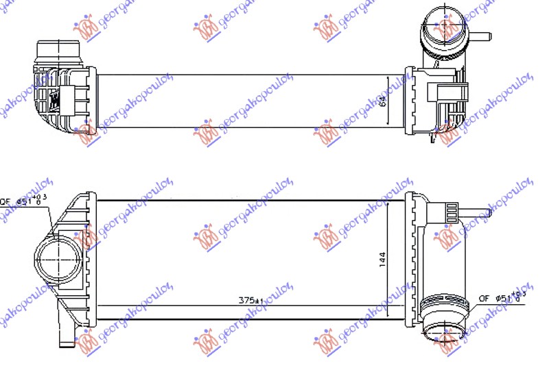 RADIATOR INTERCOOLER 1.2 TCE PETROL - 1.5 DCi DIESEL (375x145x64) QUICK FIT