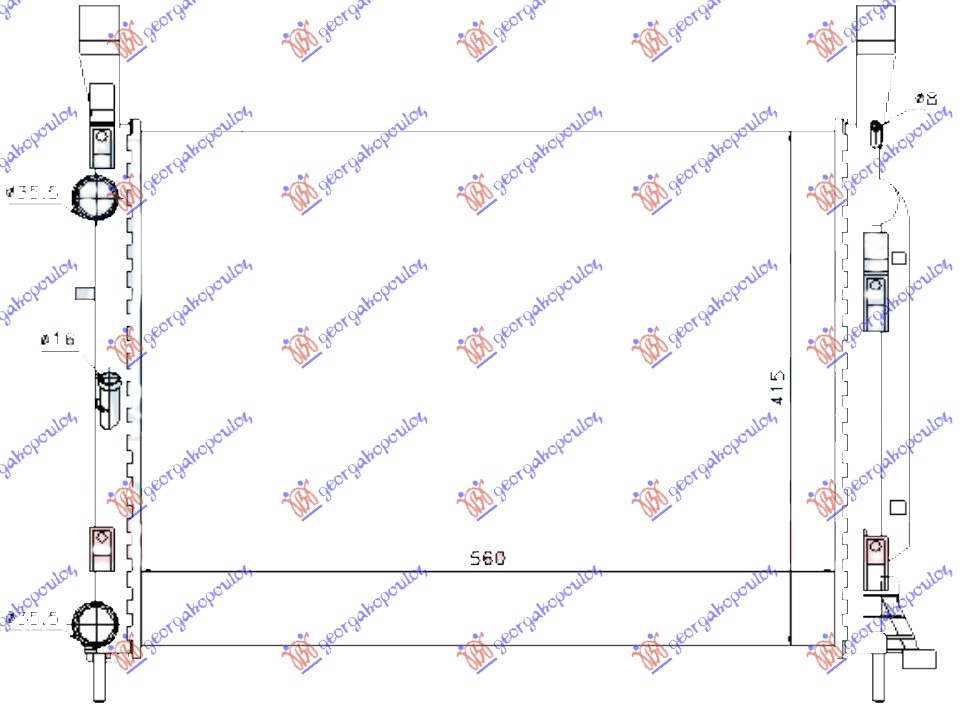 RADIATOR 1.6 PETROL - 1.5 DIESEL (560x410x23) (MAHLE BEHR)