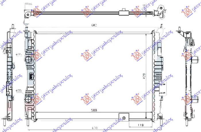 RADIATOR 1.6 PETROL (590x430x16) (WITHOUT TUBE)