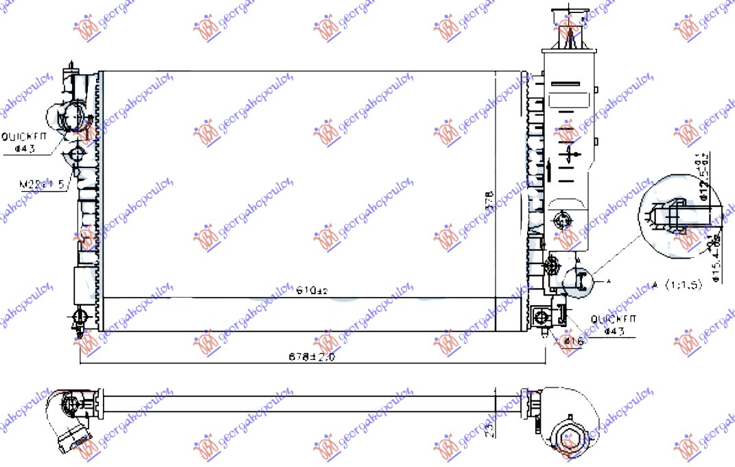 RADIATOR 1.4-2.0 PETROL (610x377) (NRF)