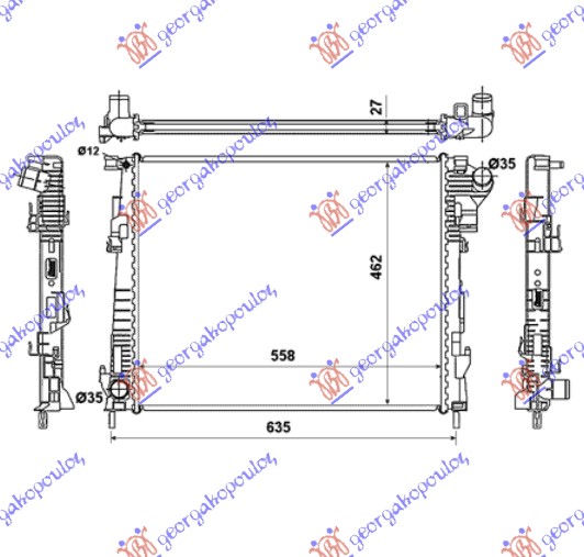 RADIATOR 2.0 DIESEL CDTi -/+AC (560x449) (NRF)