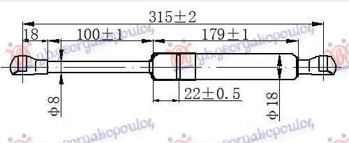 GAS SPRING REAR WINDSCREEN (315L-550N)