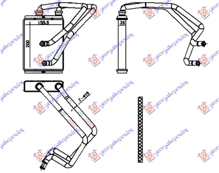 HEATER RADIATOR (200x156x32) -2007
