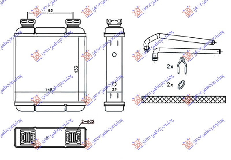 HEATER RADIATOR (135x145x32)