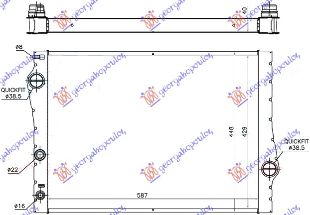 RADIATOR 3.0 PETROL - 3.0 DIESEL (589x440x38) (HELLA)