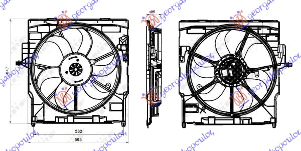 COOLING FAN 3.0 PETROL (520mm) (400W) (3PIN)