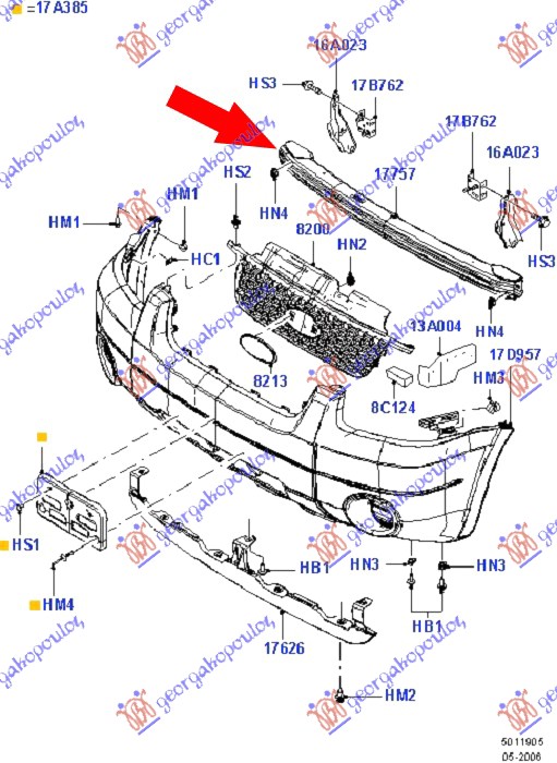 FRONT BUMPER REINFORCEMENT (ORIGINAL)
