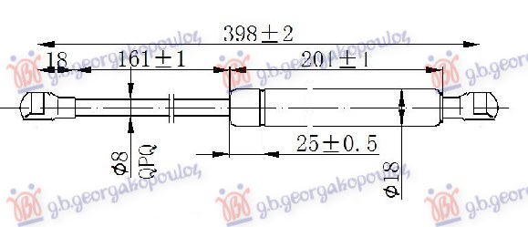 GAS SPRING HOOD (400L-250N)