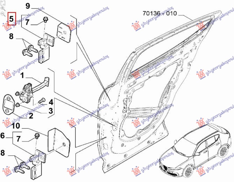 DOOR HINGE REAR UPPER/LOWER (ORIGINAL)