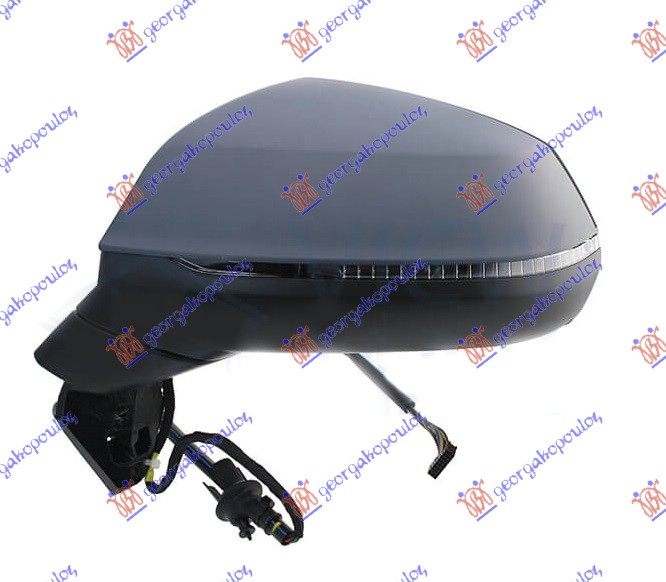 DOOR MIRROR ELECT. HEATED FOLD. PRIMED (W/SIDE LAMP & MEMORY) (LANE ASSIST) (15 PIN) (A QUALITY) (ASPHERICAL GLASS)