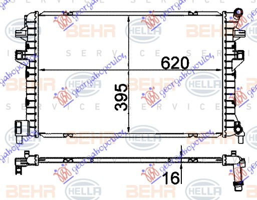 ADDITIONAL RADIATOR PETROL/DIESEL (620x410x16) (HELLA)