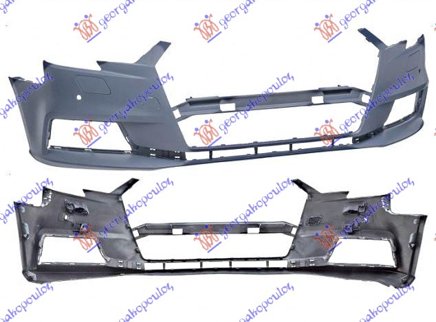 FRONT BUMPER PRIMED (W & W/O WASHER HOLES) (W/2 PDC & W/2 CUTTING MARKS FOR PDC)