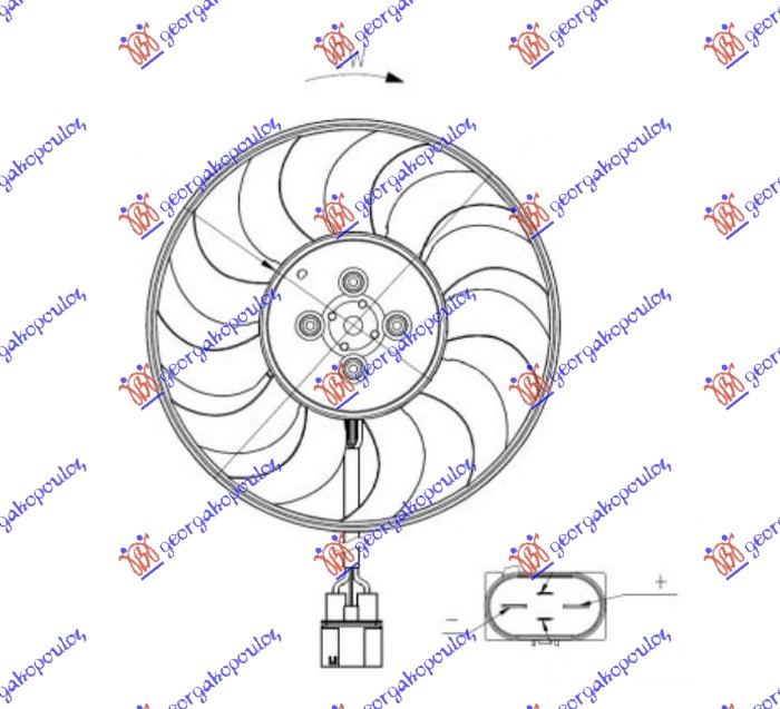 COOLING FAN (MOTOR+FAN) 2.5 PETROL (352mm) (400W) (RIGHT) (NRF)