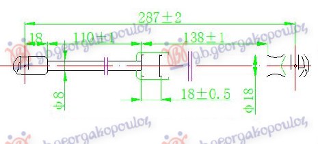 GAS SPRING HOOD (287L-520N)
