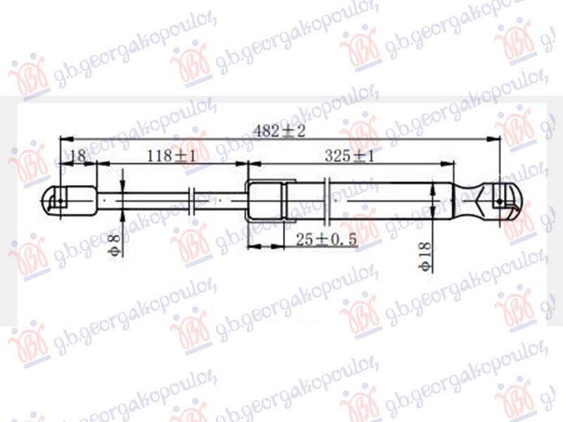 GAS SPRING HOOD (482L-385N)