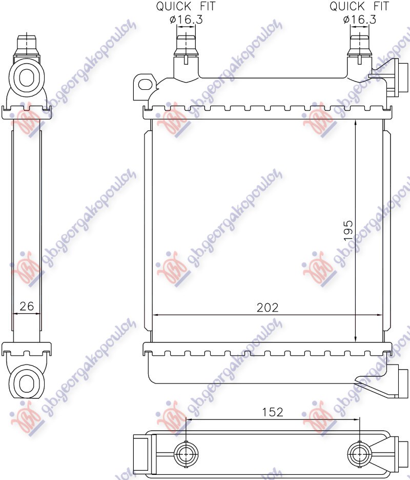 ADDITIONAL RADIATOR 1.5-2.0 PETROL (202x195) (NRF)