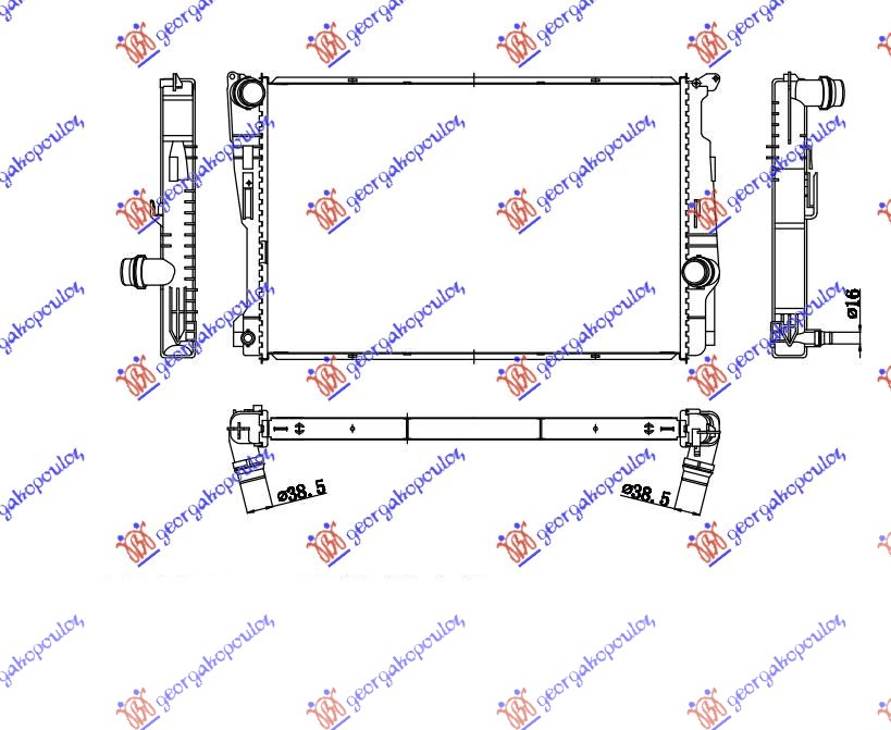 RADIATOR ALL PETROL/DIESEL AUTOMATIC (600x390x32) (NRF)
