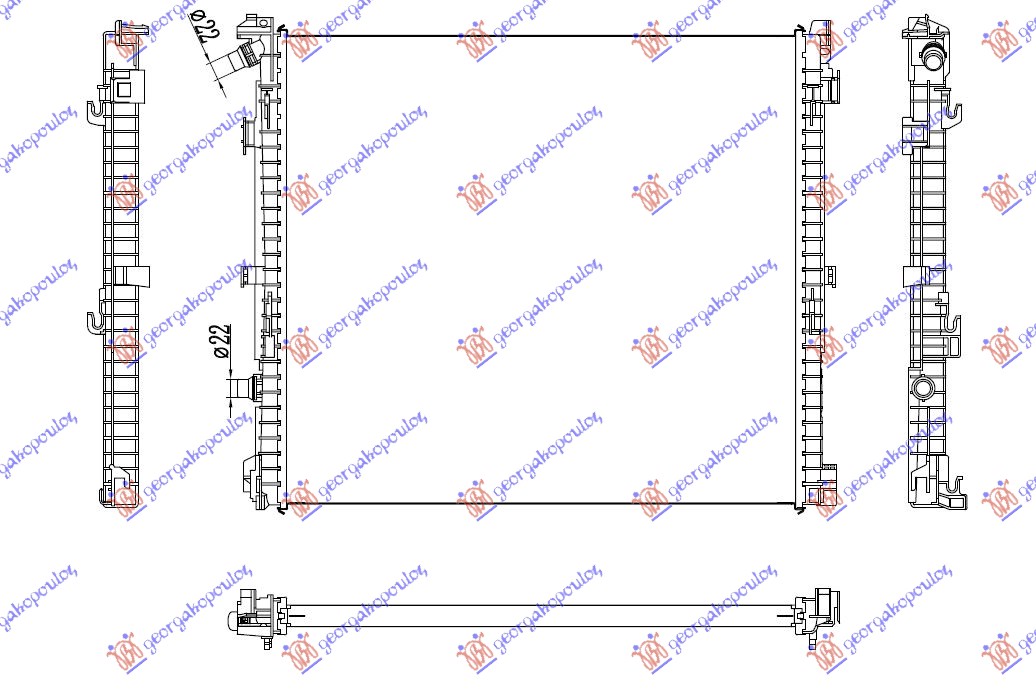 ADDITIONAL RADIATOR 3.0 PETROL - 2.0 DIESEL (615x564x26) (NRF)