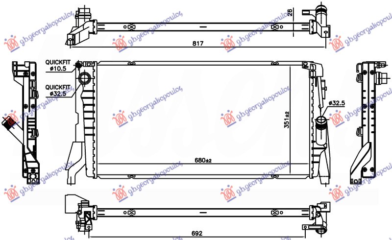 RADIATOR 1.5 (216i-218i) PETROL MANUAL/AUTOMATIC (680x350x26)