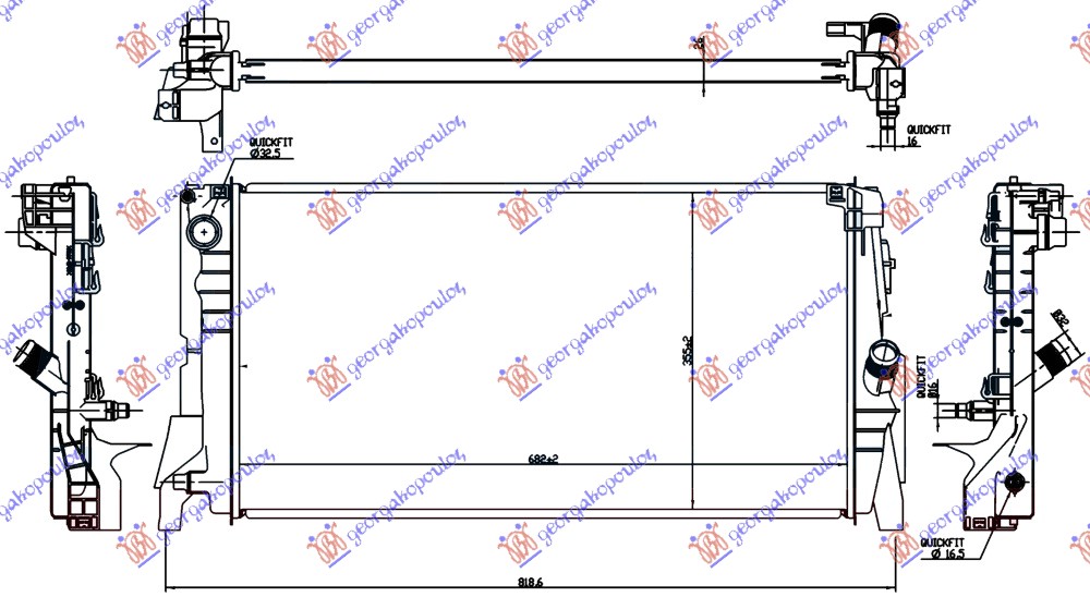 RADIATOR 1.5 (216i-218I) PETROL AUTOMATIC (680x350x26) (3 TUBES) (NISSENS)